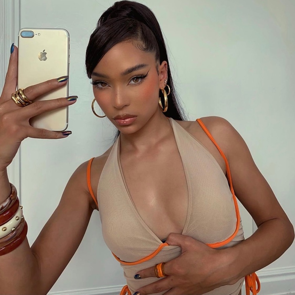 Orange and tan top
